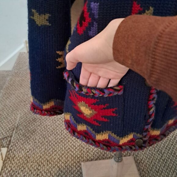 COLDWATER CREEK Heavy Wool Southwest Knit Cardigan Sweater Woman Size Medium - Picture 3 of 12